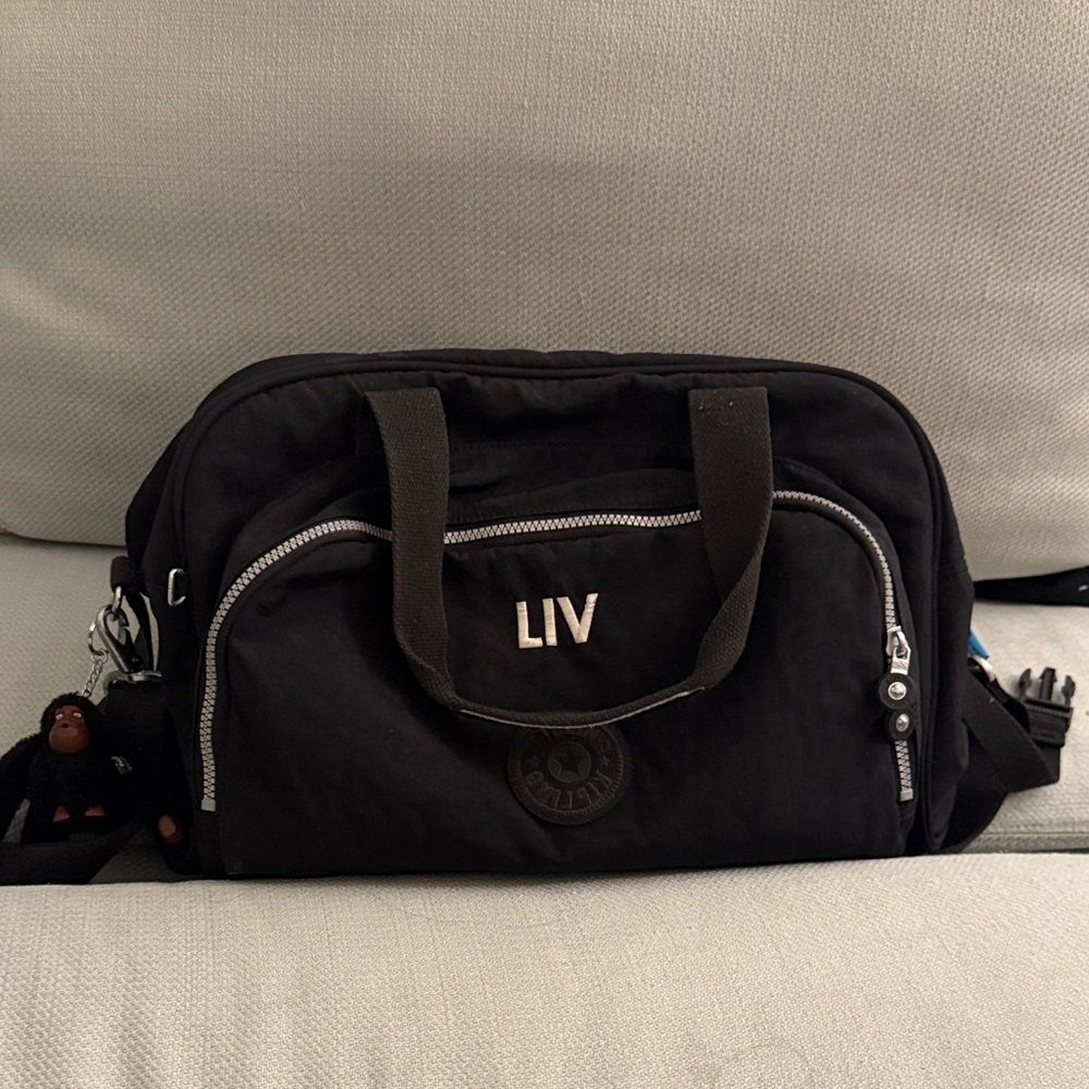 Kipling Black Diaper Bag Monogramed LIV